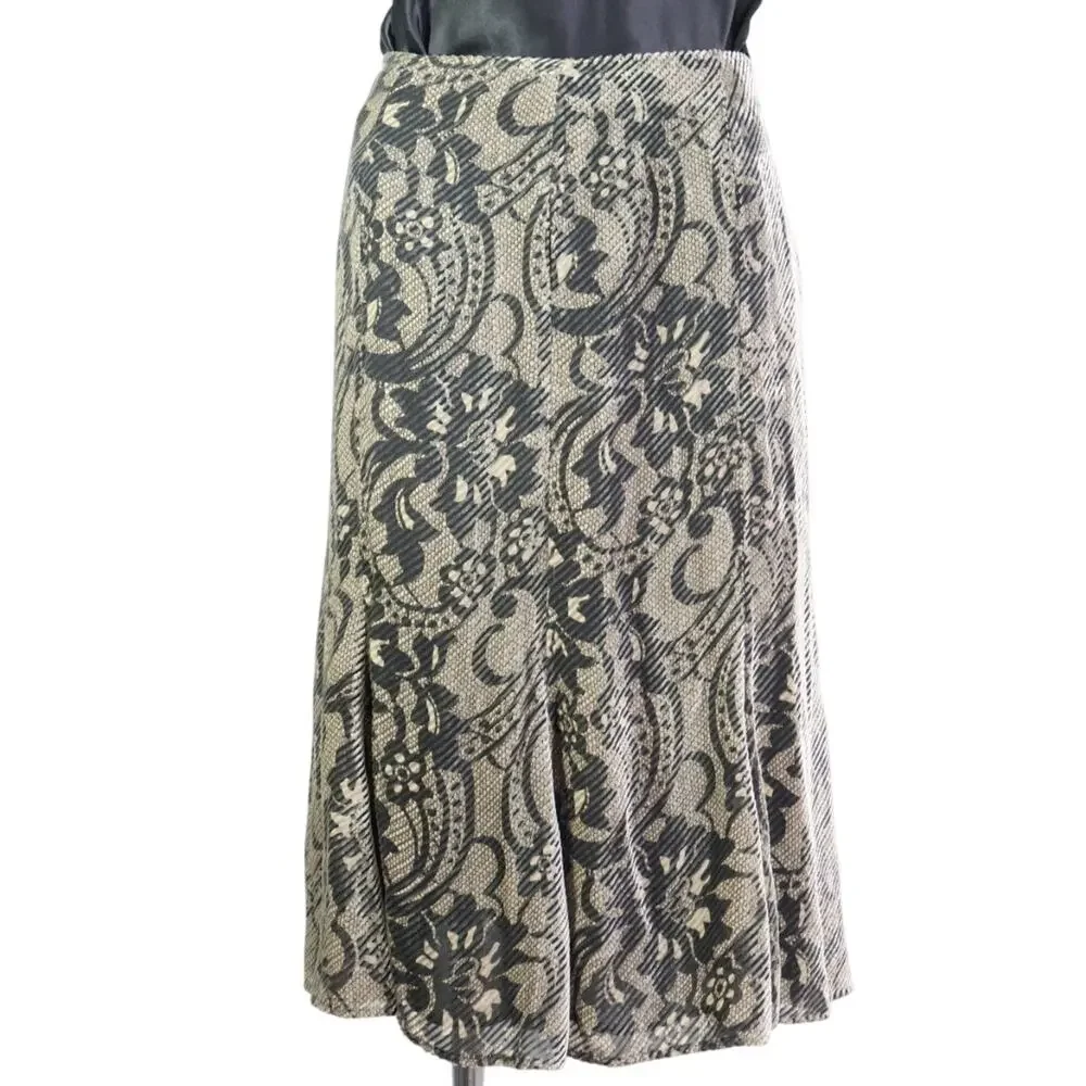 Silk Velvet Burnout Midi Skirt Size 12 Whimsigoth Office Siren Dark Romantic